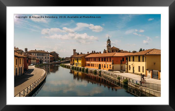 Gaggiano on the Naviglio Grande canal, Italy Framed Mounted Print by Alexandre Rotenberg