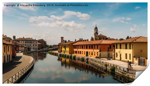 Gaggiano on the Naviglio Grande canal, Italy Print by Alexandre Rotenberg
