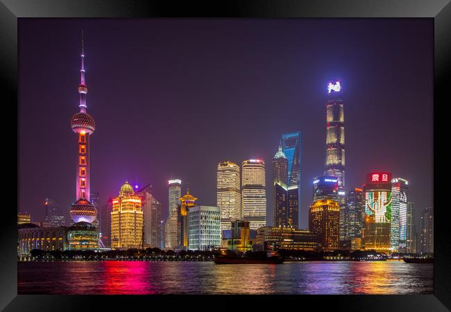 sunset at the Shanghai Bund Framed Print by Thomas Schaeffer