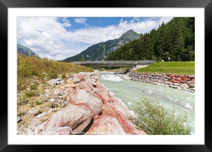 Fast flowing River Arve near Chamonix in the Frenc Framed Mounted Print by Chris Warham