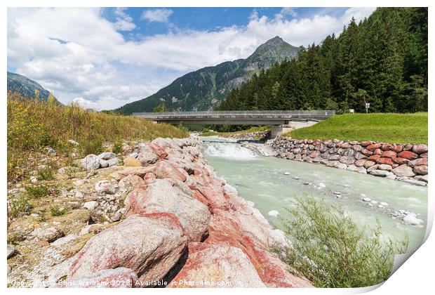 Fast flowing River Arve near Chamonix in the Frenc Print by Chris Warham