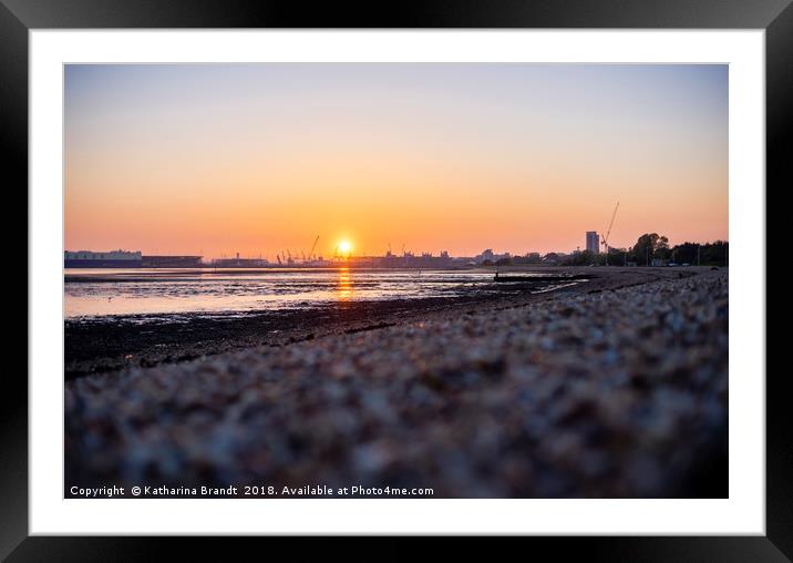 Sunset over Southampton Water, England, UK Framed Mounted Print by KB Photo