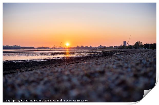Sunset over Southampton Water, England, UK Print by KB Photo