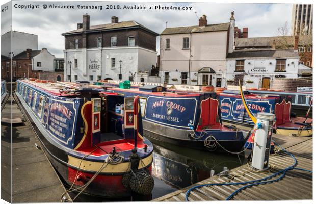 Colourful Narrow boats, Birmingham Canvas Print by Alexandre Rotenberg