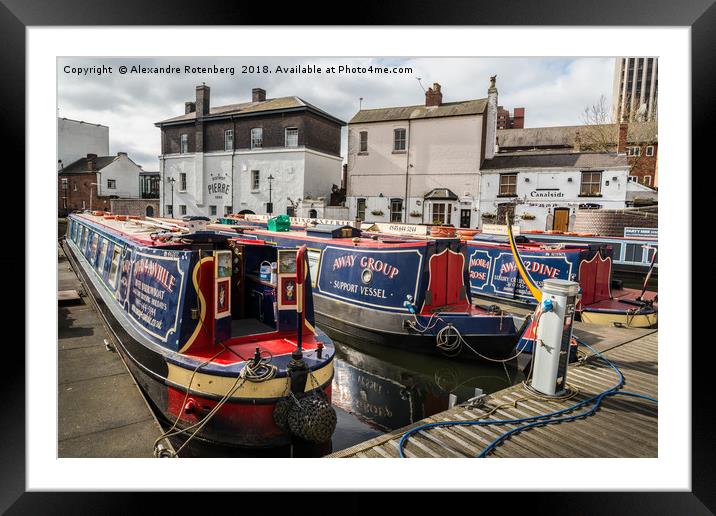 Colourful Narrow boats, Birmingham Framed Mounted Print by Alexandre Rotenberg