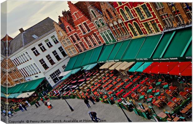 Bruges Markt in Bruges, Belgium Canvas Print by Penny Martin