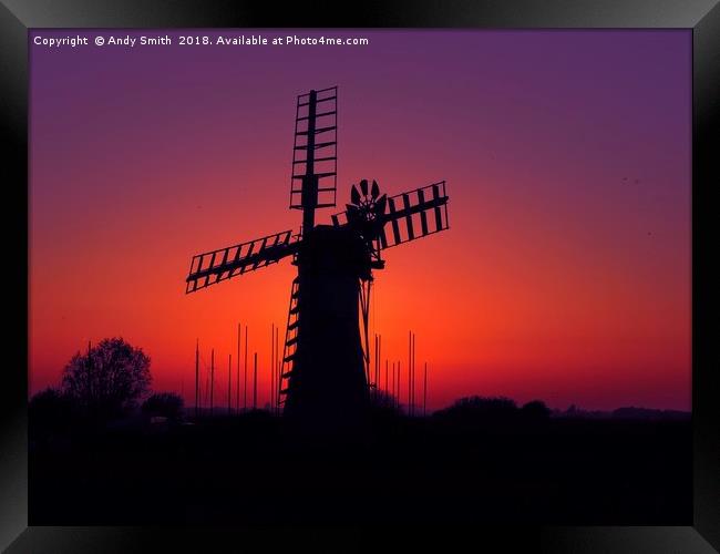 Thurne Mill Sunset, Norfolk Broads           Framed Print by Andy Smith