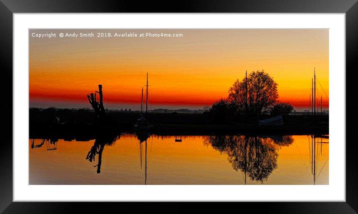 Thurne Sunset Norfolk Broads           Framed Mounted Print by Andy Smith