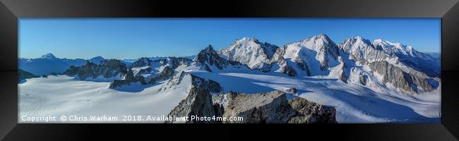 AIguille du Tour summit panorama  Framed Print by Chris Warham