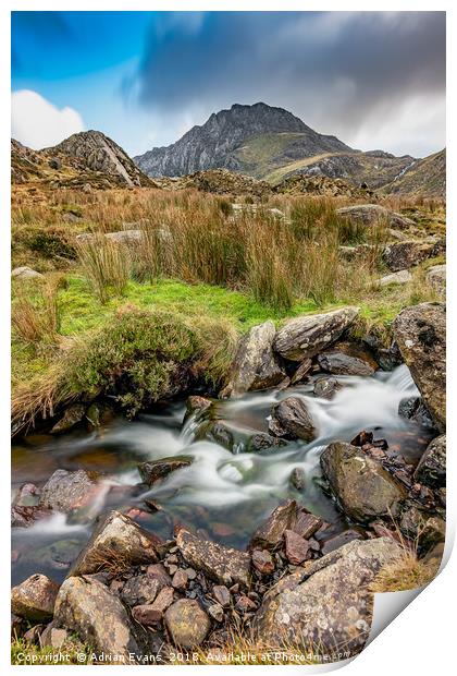 Tryfan Snowdonia National Park Print by Adrian Evans