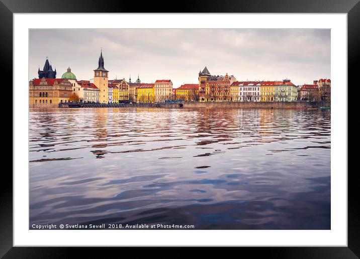 River Vltava and Prague Framed Mounted Print by Svetlana Sewell