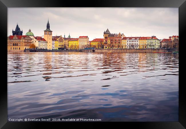 River Vltava and Prague Framed Print by Svetlana Sewell