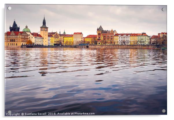 River Vltava and Prague Acrylic by Svetlana Sewell
