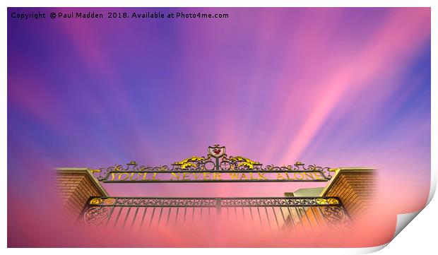 The Shankly Gates of Anfield Print by Paul Madden