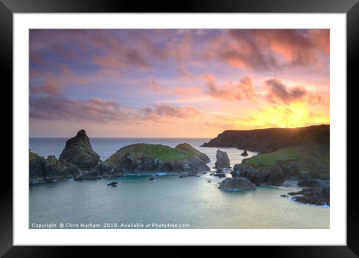 Kynance Cove Cornwall sunset Framed Mounted Print by Chris Warham