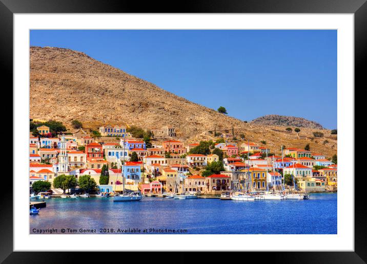 Chalki Waterfront Framed Mounted Print by Tom Gomez