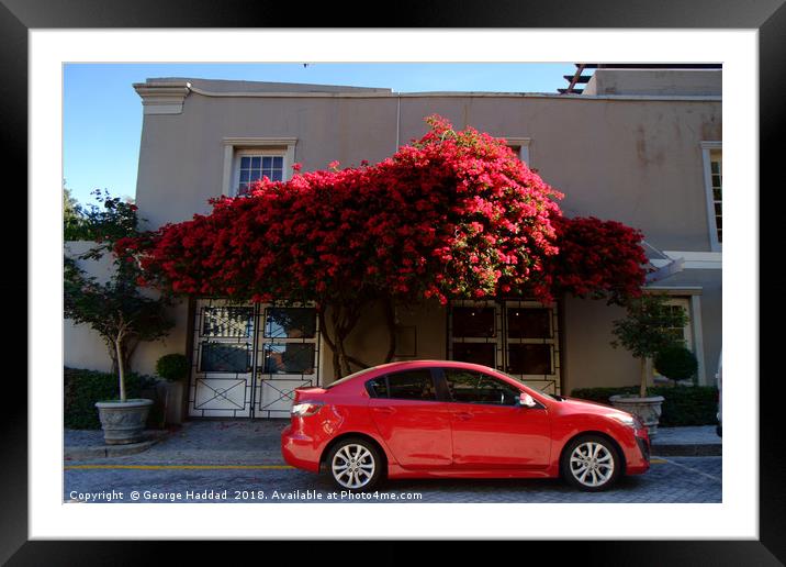 The Red Car Framed Mounted Print by George Haddad