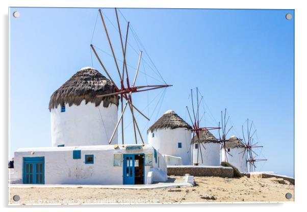 Iconic windmills, Mykonos, Greece Acrylic by Kevin Hellon