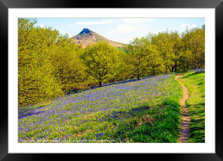 Bluebells in the Spring with Roseberry Topping Nor Framed Mounted Print by Peter Jordan
