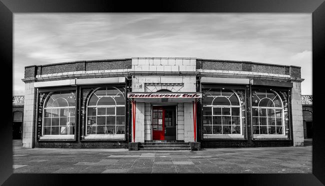 Rendezvous Cafe Beside the Sea Selective Colouring Framed Print by Naylor's Photography