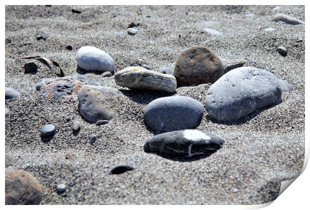 Pebbles on a Cretan Beach Print by Peter Elliott 