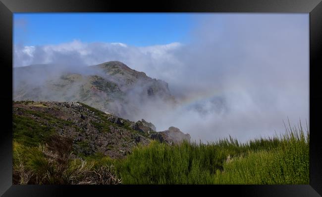 Rainbow at Pico Arieiro, Madeira Framed Print by barbara walsh