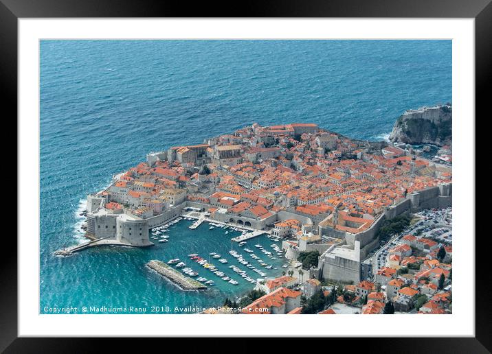 Birds eye view of Dubrovnik Old town Framed Mounted Print by Madhurima Ranu