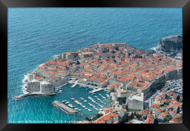 Birds eye view of Dubrovnik Old town Framed Print by Madhurima Ranu