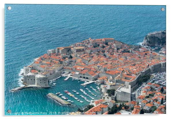 Birds eye view of Dubrovnik Old town Acrylic by Madhurima Ranu