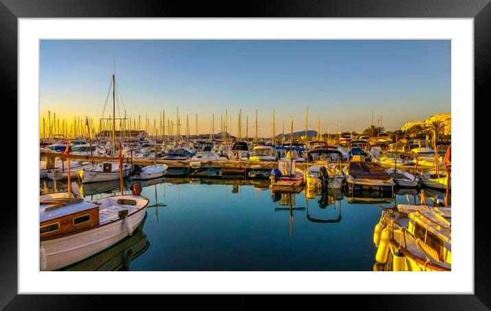 Boats in oil Framed Mounted Print by Perry Johnson