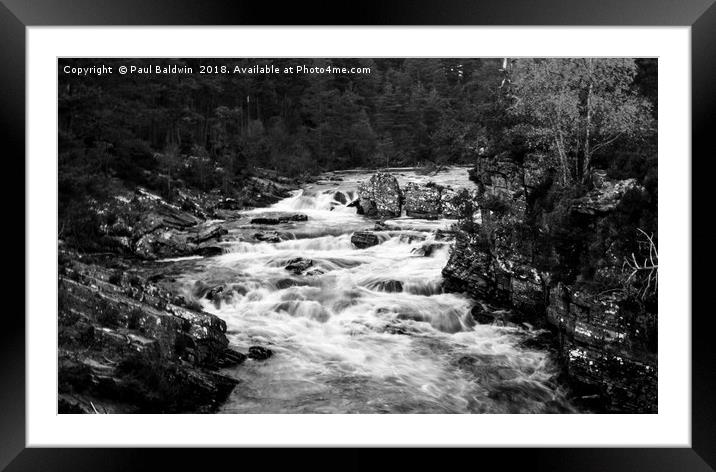 Blackwater River falls in monochrome Framed Mounted Print by Paul Baldwin