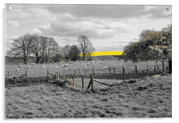 Striking Yellow Field of Rapeseed near Avebury  Acrylic by Penny Martin