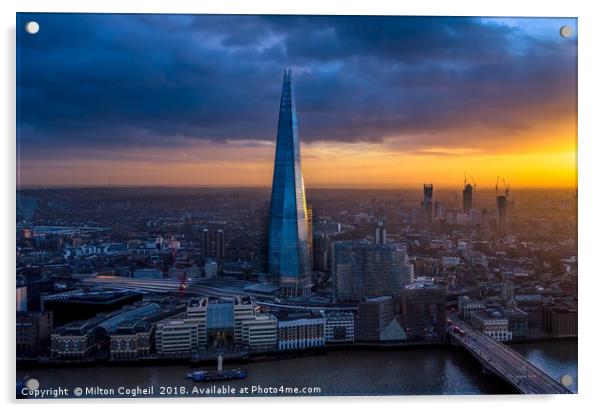 The Shard at Sunset Acrylic by Milton Cogheil