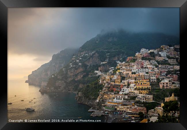 Clouds Over Positano Framed Print by James Rowland