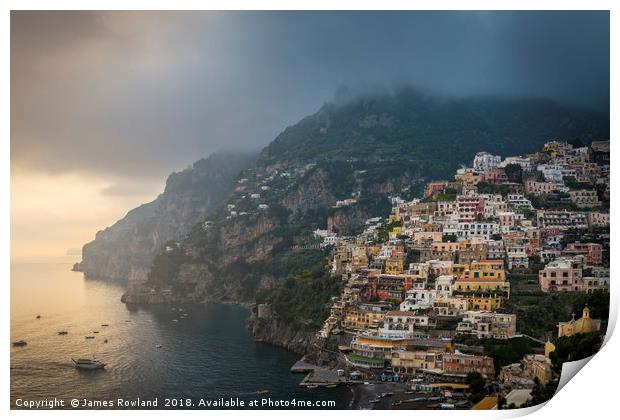 Clouds Over Positano Print by James Rowland