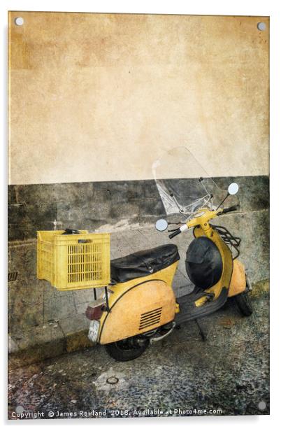 The Yellow Scooter Acrylic by James Rowland