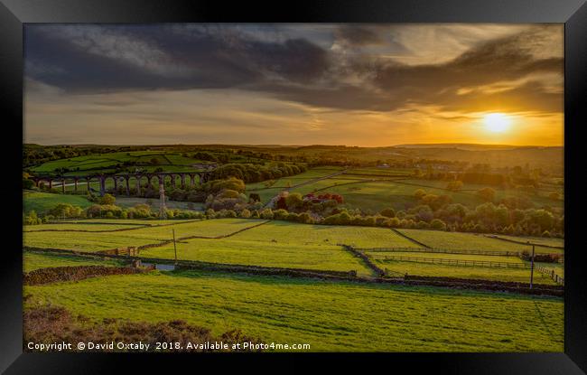 Hewenden Viaduct in the setting sun Framed Print by David Oxtaby  ARPS