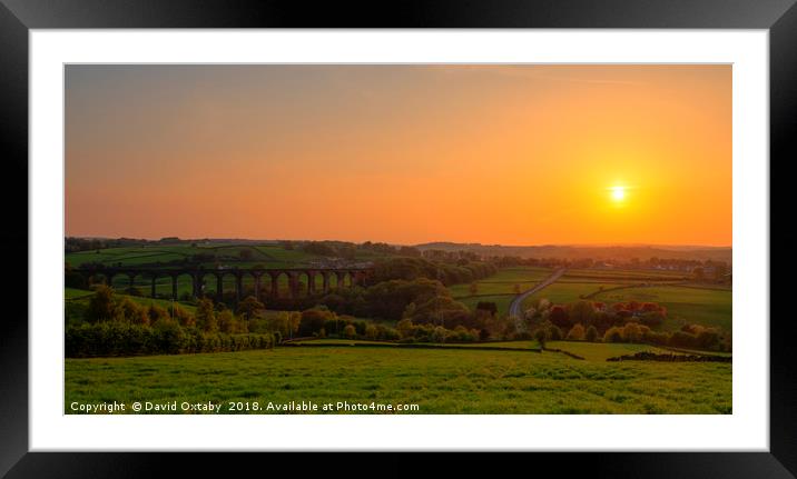 Hewenden Viaduct sunset Framed Mounted Print by David Oxtaby  ARPS