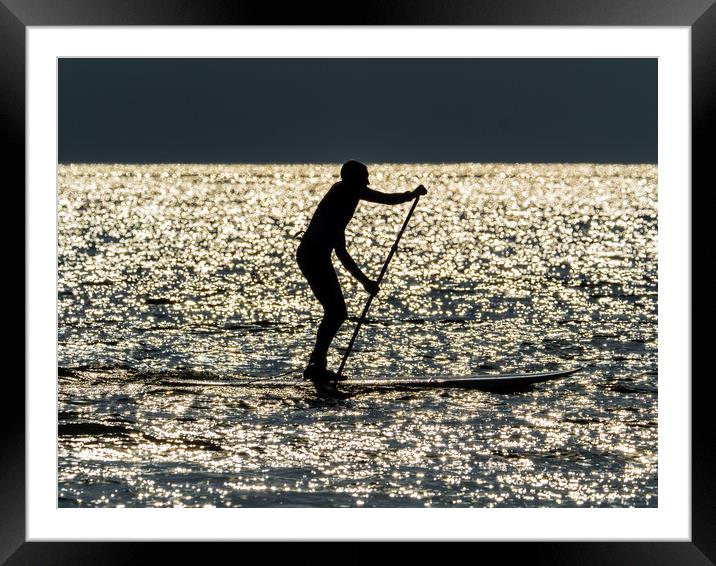 Paddle Boarder at Newgale, Pembrokeshire. Framed Mounted Print by Colin Allen