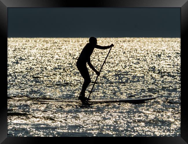 Paddle Boarder at Newgale, Pembrokeshire. Framed Print by Colin Allen