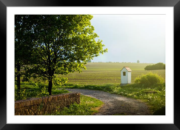 Chapel in countryside, South Bohemian Region. Framed Mounted Print by Sergey Fedoskin