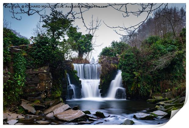 Penllergaer Waterfall at Valley Wood Swansea Print by RICHARD MOULT