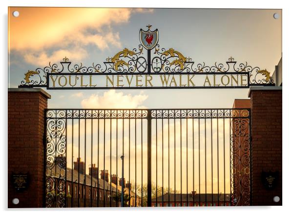 Iconic Bill Shankly Gates, Anfield's Emblem Acrylic by Kevin Elias