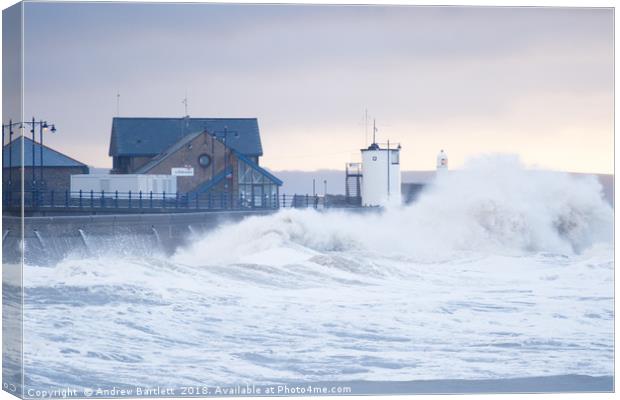 Stormy seas at Porthcawl, South Wales, UK. Canvas Print by Andrew Bartlett