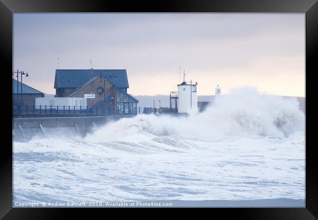 Stormy seas at Porthcawl, South Wales, UK. Framed Print by Andrew Bartlett