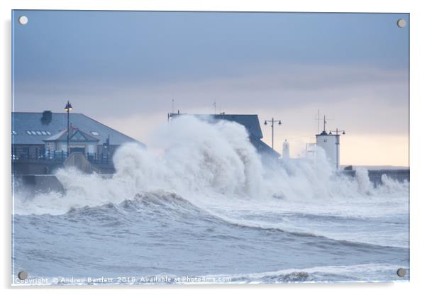 Stormy seas at Porthcawl, UK. Acrylic by Andrew Bartlett