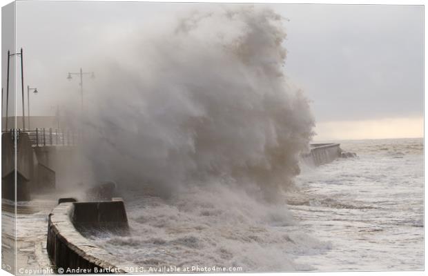Stormy seas at Porthcawl, UK Canvas Print by Andrew Bartlett