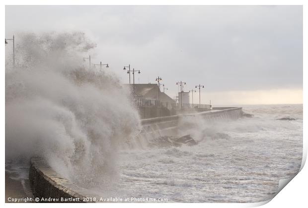 Stormy weather in Porthcawl, UK Print by Andrew Bartlett