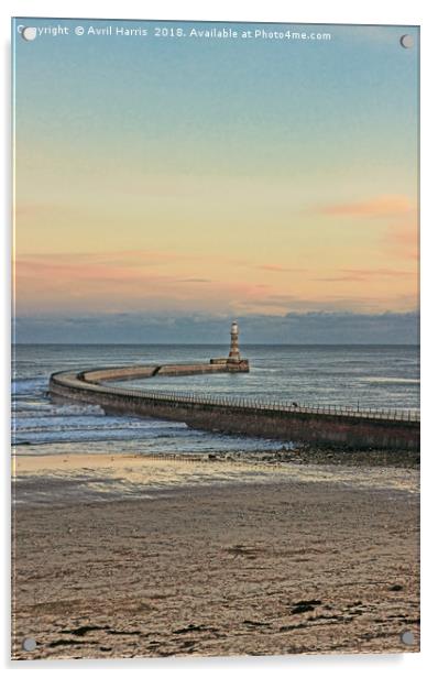 Roker Pier and Lighthouse Sunderland Acrylic by Avril Harris