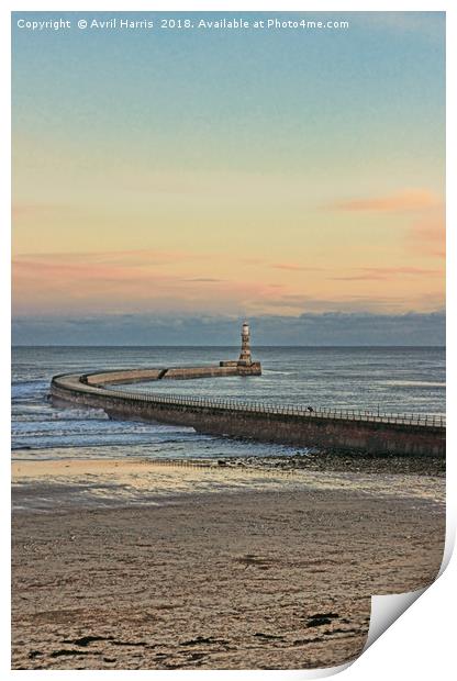 Roker Pier and Lighthouse Sunderland Print by Avril Harris